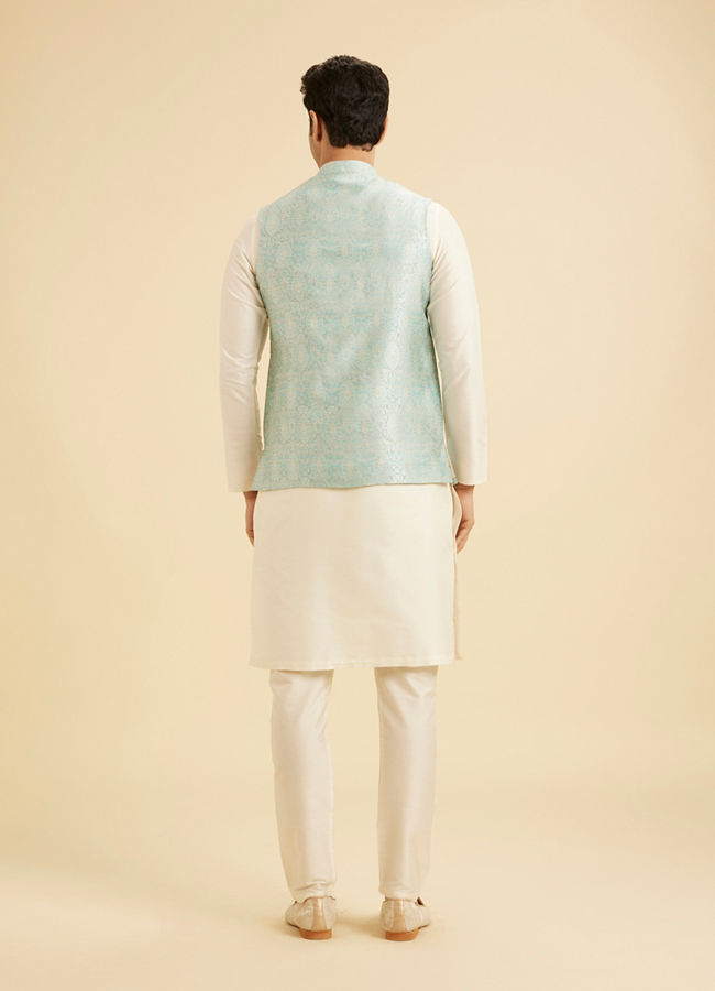 Manyavar Men Stunning Light Blue Nehru Jacket