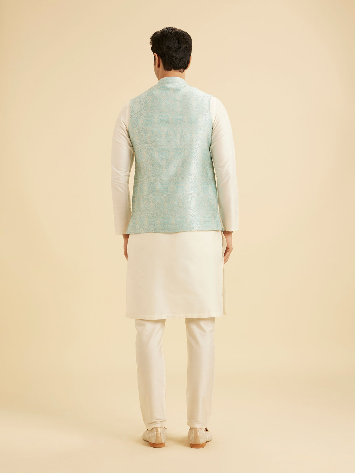 Manyavar Men Stunning Light Blue Nehru Jacket