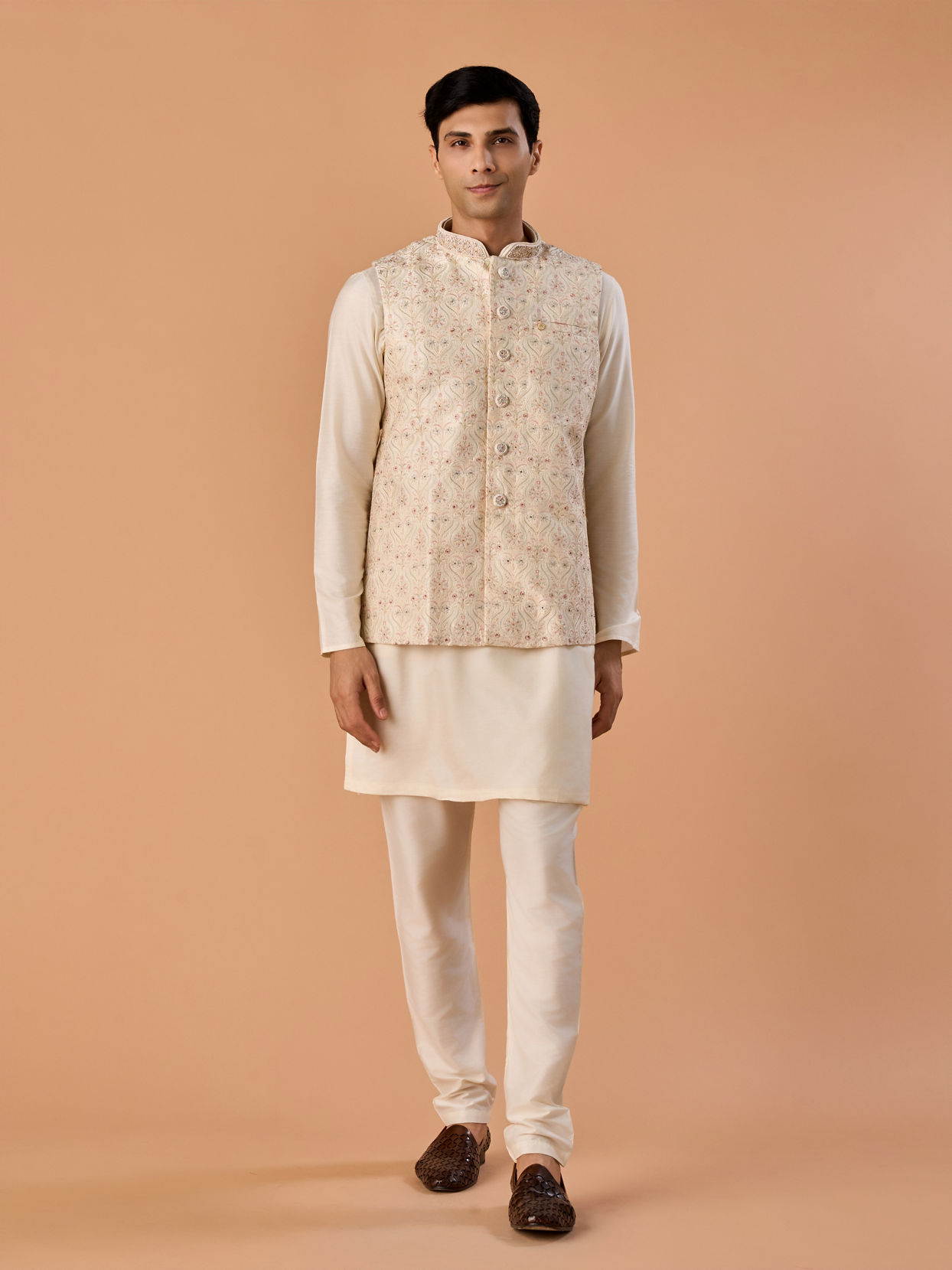 Manyavar Men Regal Cream Nehru Jacket