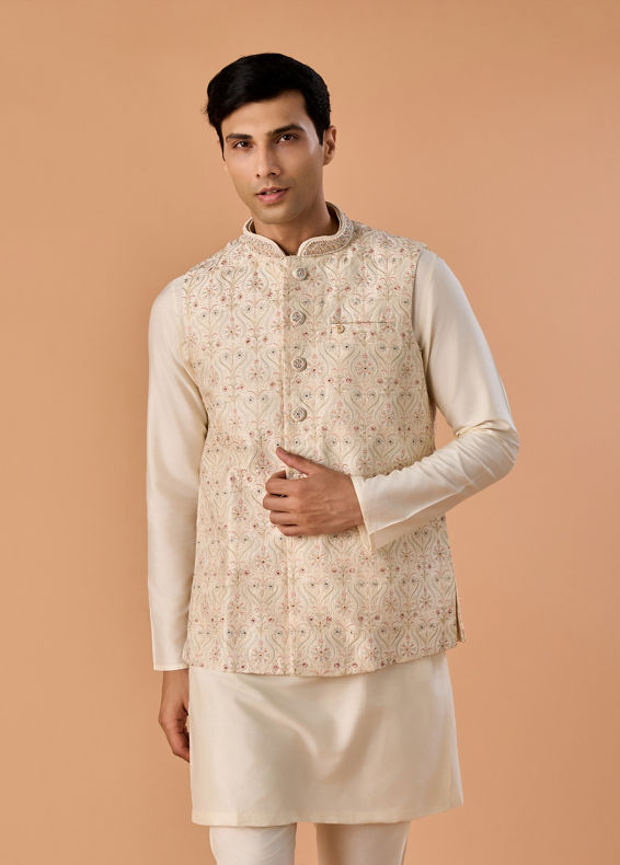 Manyavar Men Regal Cream Nehru Jacket