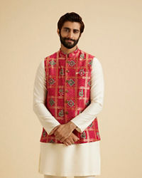Manyavar Men Regal Red Nehru Jacket