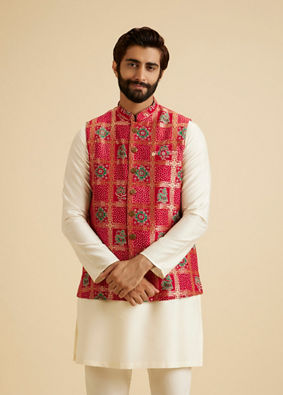 Manyavar Men Regal Red Nehru Jacket