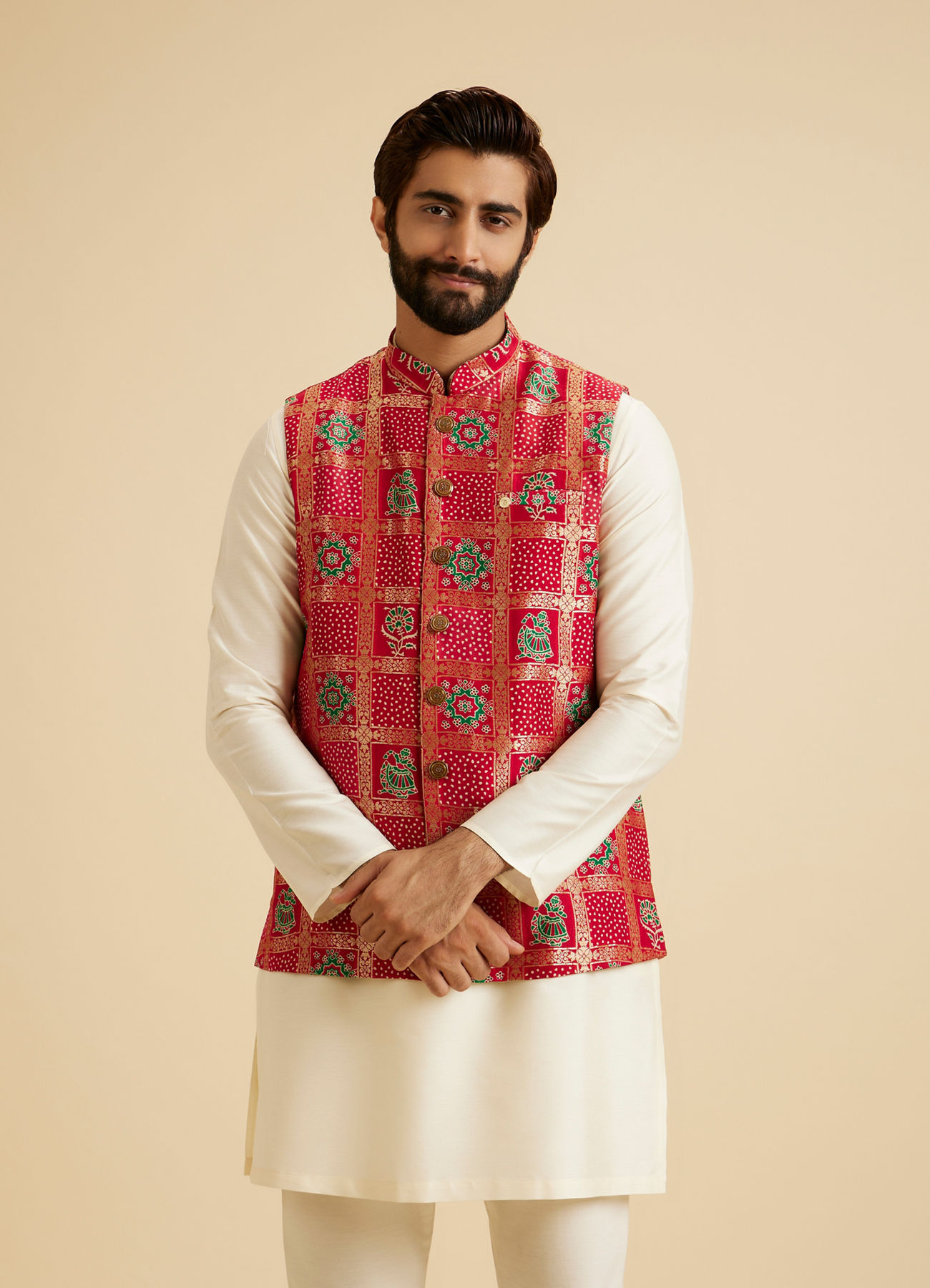 Manyavar Men Regal Red Nehru Jacket