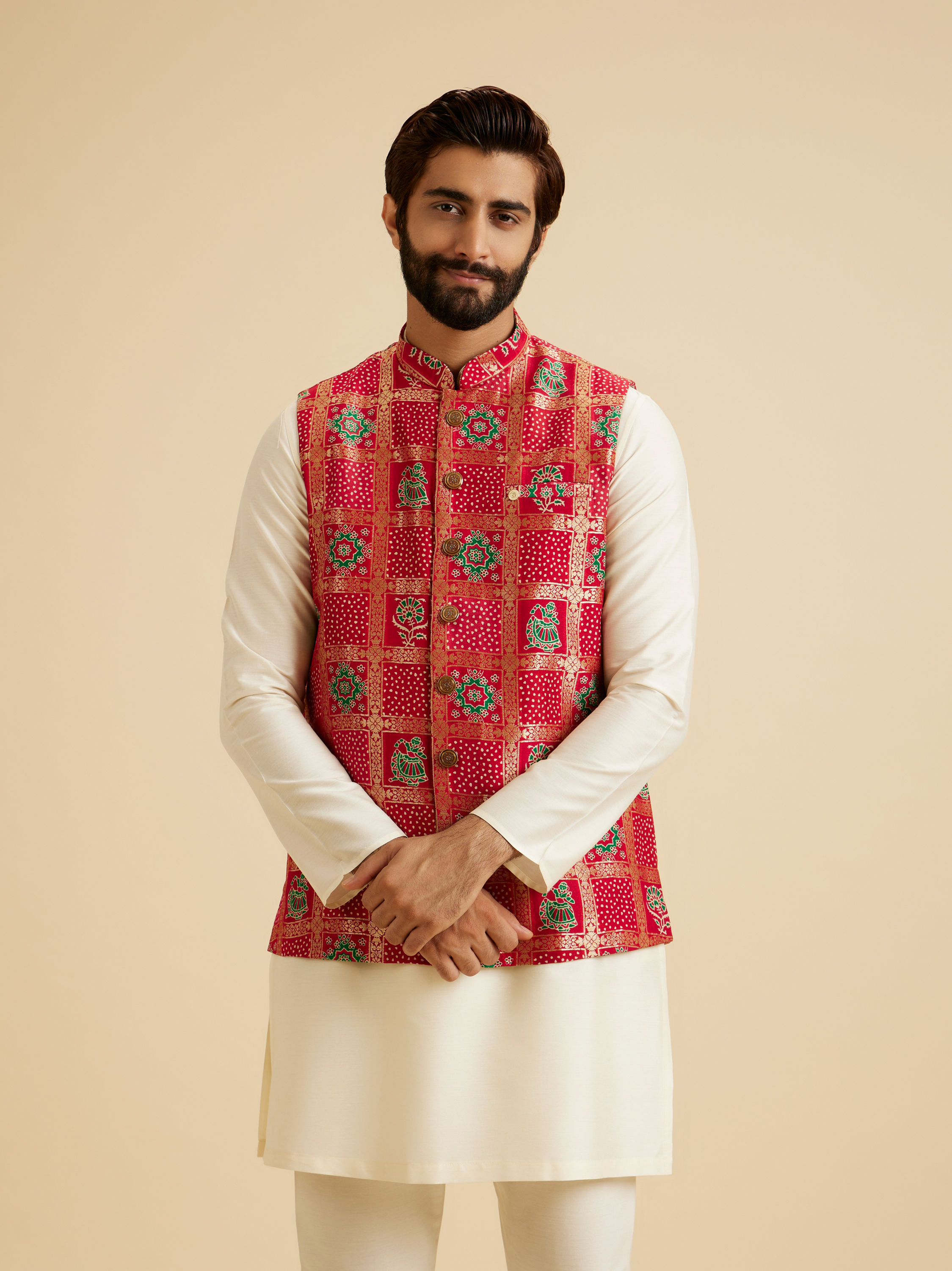 Manyavar Men Regal Red Nehru Jacket