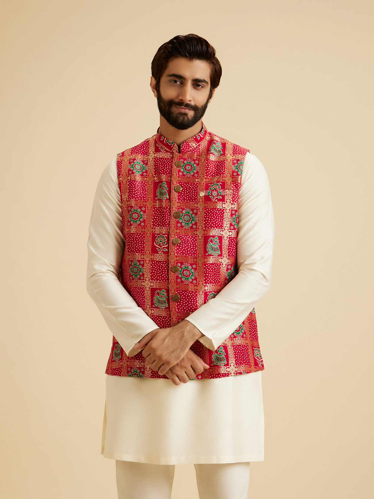 Manyavar Men Regal Red Nehru Jacket