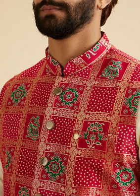 Manyavar Men Regal Red Nehru Jacket