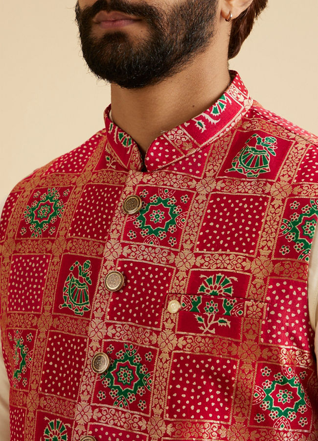 Manyavar Men Regal Red Nehru Jacket
