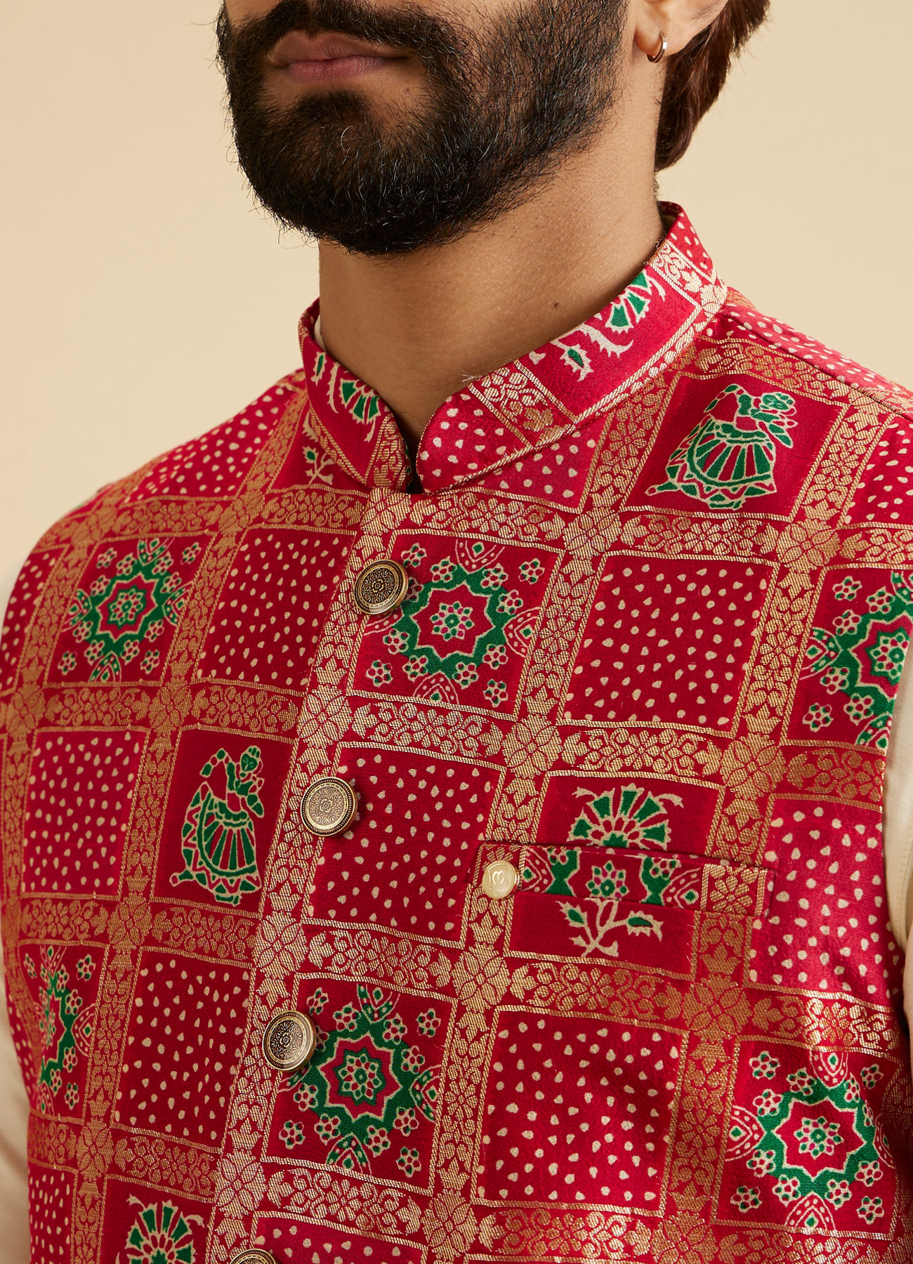 Manyavar Men Regal Red Nehru Jacket