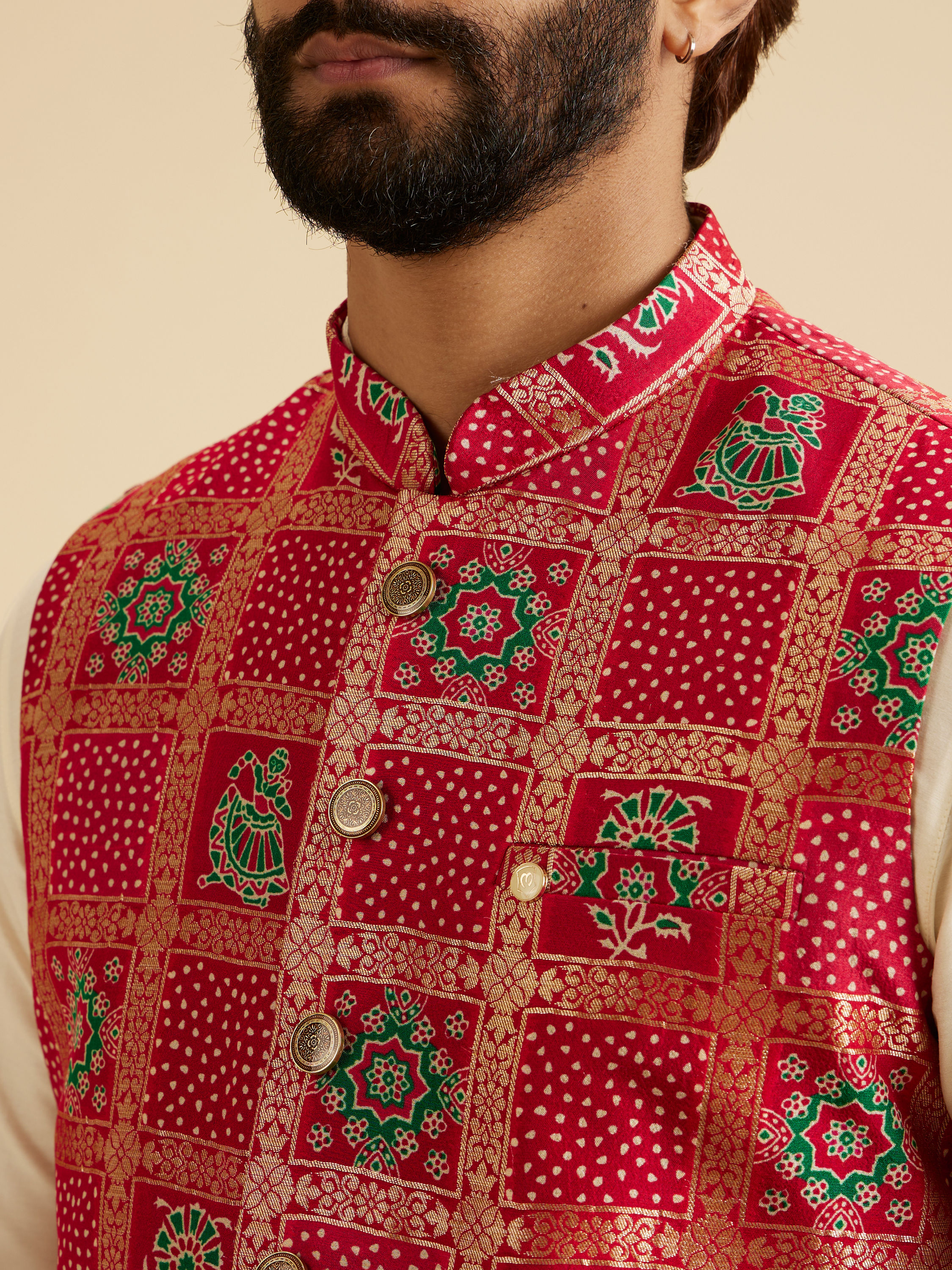 Manyavar Men Regal Red Nehru Jacket