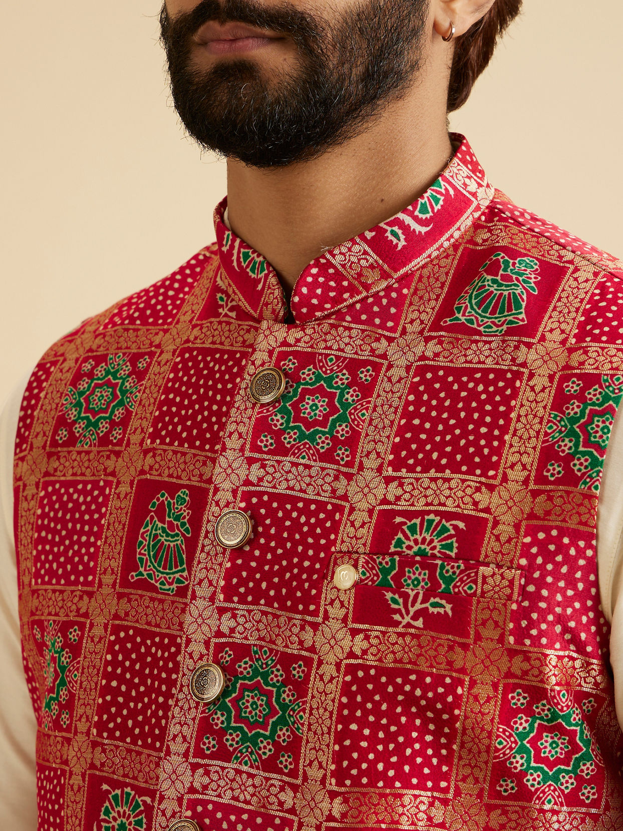 Manyavar Men Regal Red Nehru Jacket