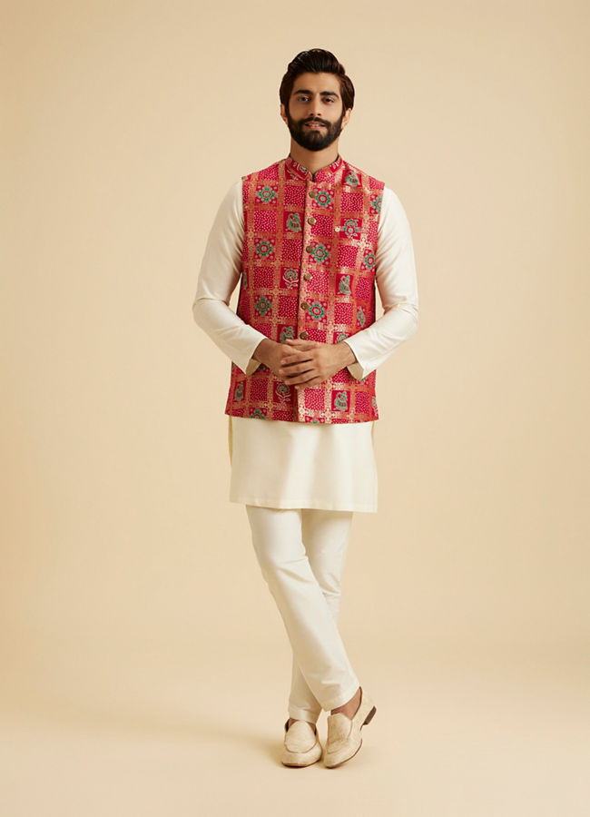 Manyavar Men Regal Red Nehru Jacket