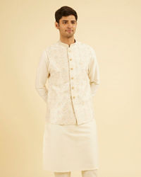 Manyavar Men Elegant Cream Nehru Jacket