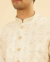 Manyavar Men Elegant Cream Nehru Jacket