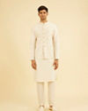 Manyavar Men Elegant Cream Nehru Jacket