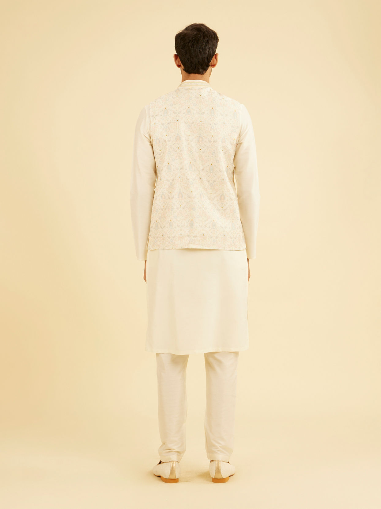 Manyavar Men Elegant Cream Nehru Jacket