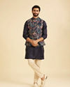 Manyavar Men Snazzy Dark Blue Cotton Nehru Jacket