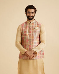 Manyavar Men Regal Beige Nehru Jacket