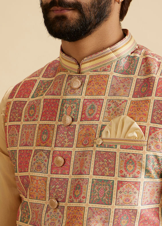 Manyavar Men Regal Beige Nehru Jacket