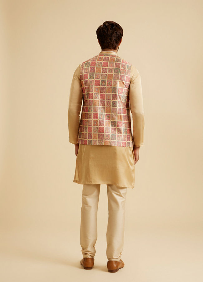 Manyavar Men Regal Beige Nehru Jacket
