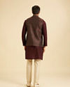 Manyavar Men Elegant Brown Brocade Nehru Jacket