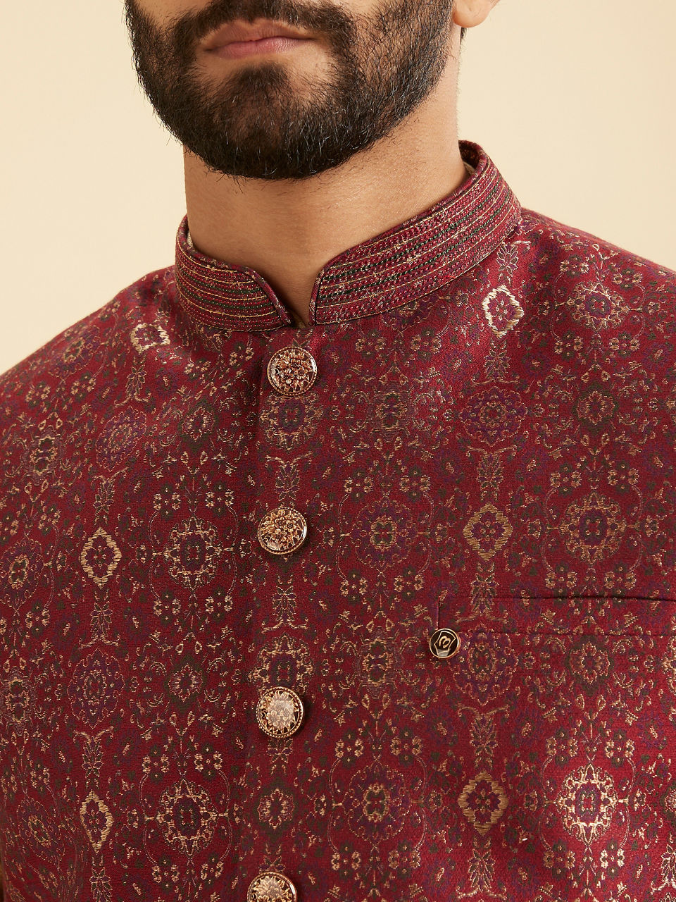 Manyavar Men Exquisite Maroon Nehru Jacket