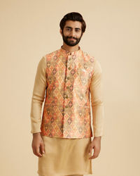 Manyavar Men Dazzling Orange Nehru Jacket