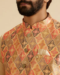 Manyavar Men Dazzling Orange Nehru Jacket