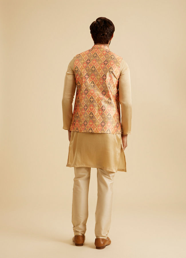 Manyavar Men Dazzling Orange Nehru Jacket