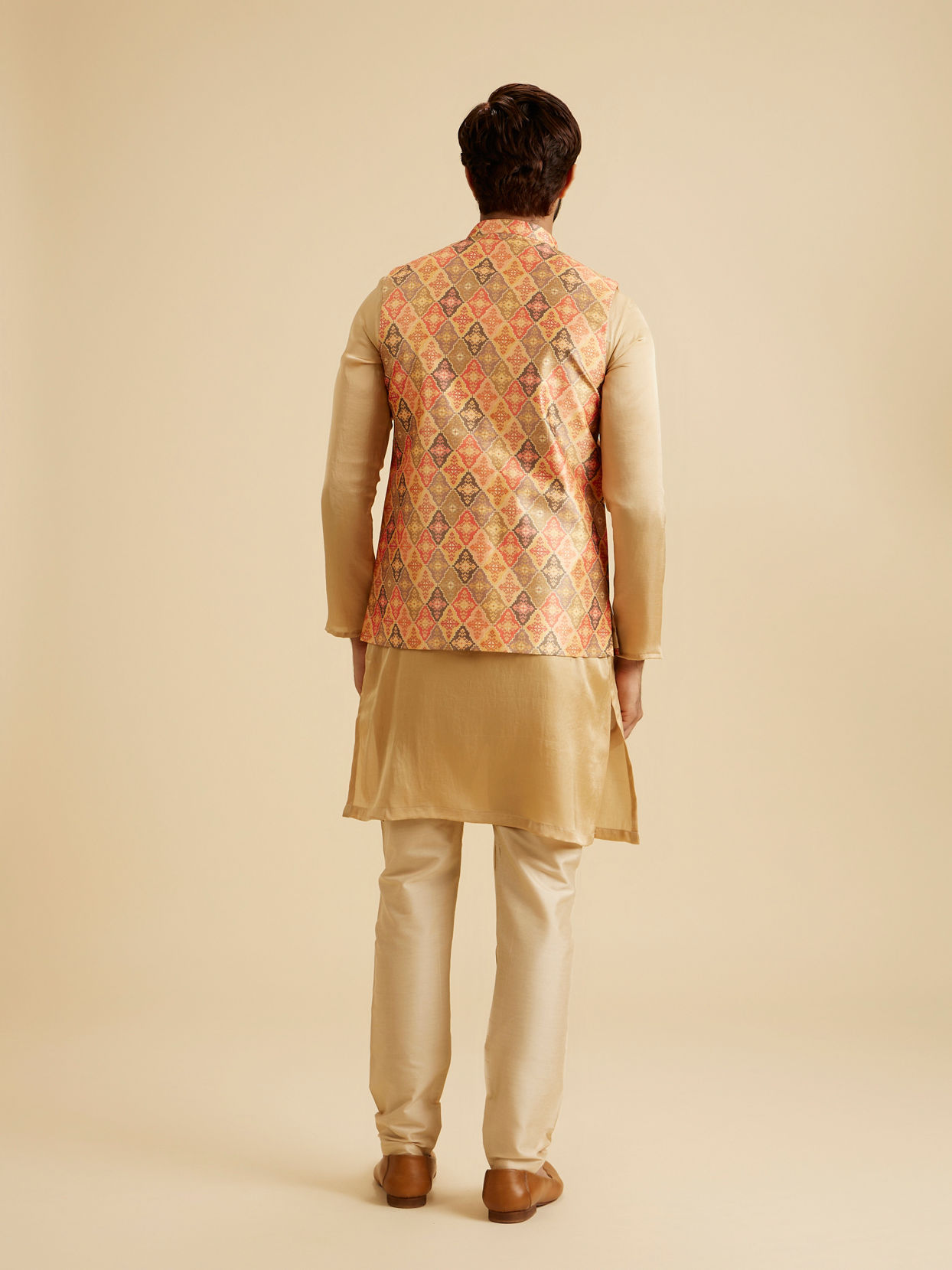 Manyavar Men Dazzling Orange Nehru Jacket