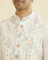 Manyavar Men Cream Nehru Jacket