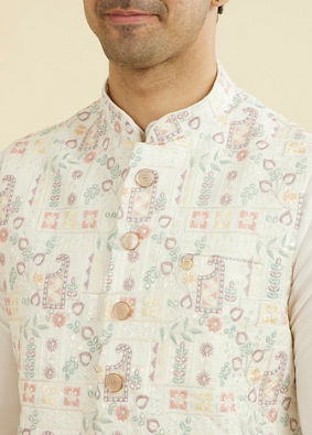 Manyavar Men Cream Nehru Jacket