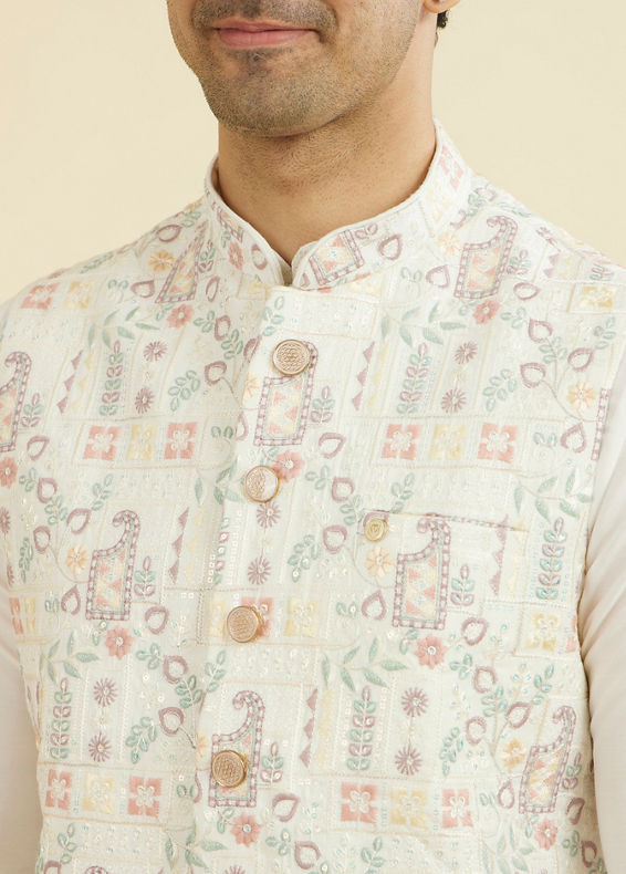 Manyavar Men Cream Nehru Jacket