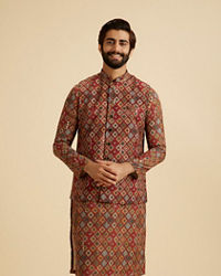 Manyavar Men Maroon Elegance Nehru Jacket
