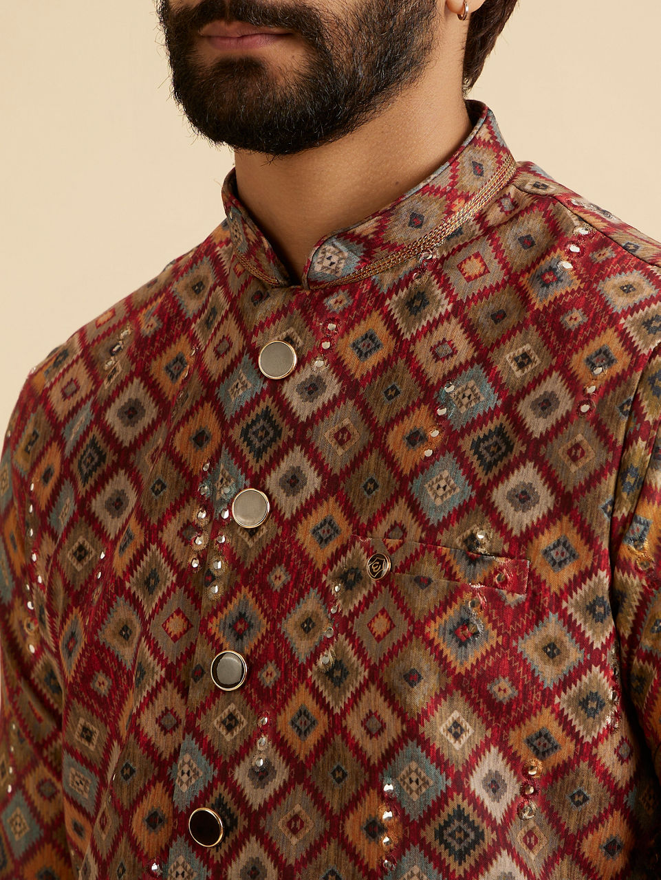 Manyavar Men Maroon Elegance Nehru Jacket