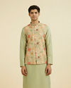 Manyavar Men Elegant Pista Green Nehru Jacket