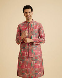 Manyavar Men Coral Elegance Nehru Jacket