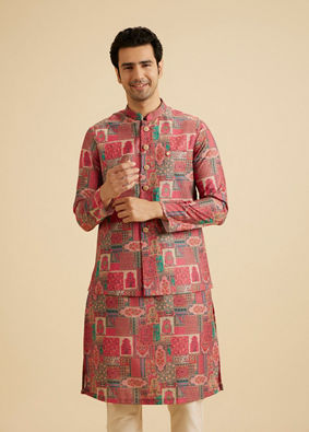 Manyavar Men Coral Elegance Nehru Jacket