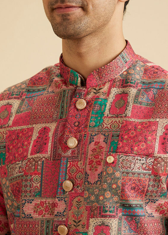 Manyavar Men Coral Elegance Nehru Jacket