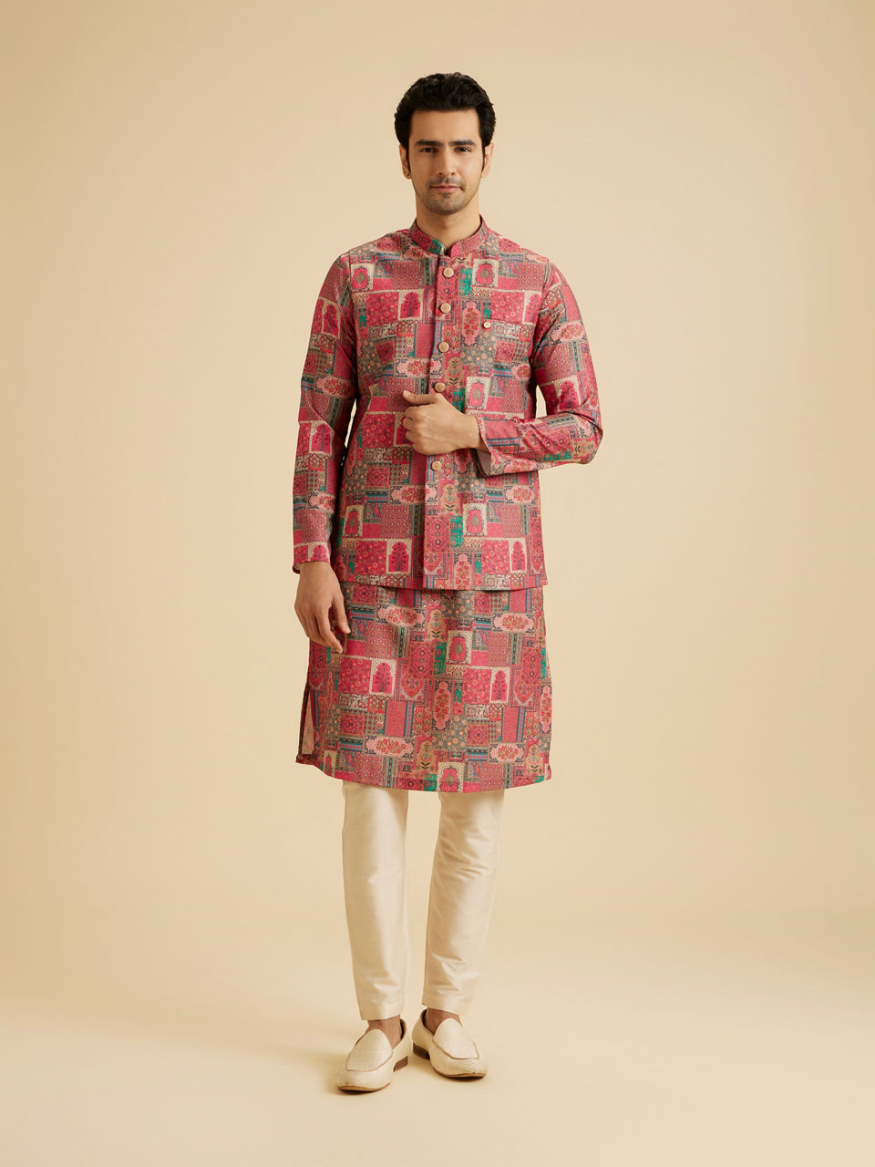 Manyavar Men Coral Elegance Nehru Jacket