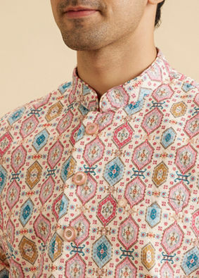 Manyavar Men Charming Cream Nehru Jacket