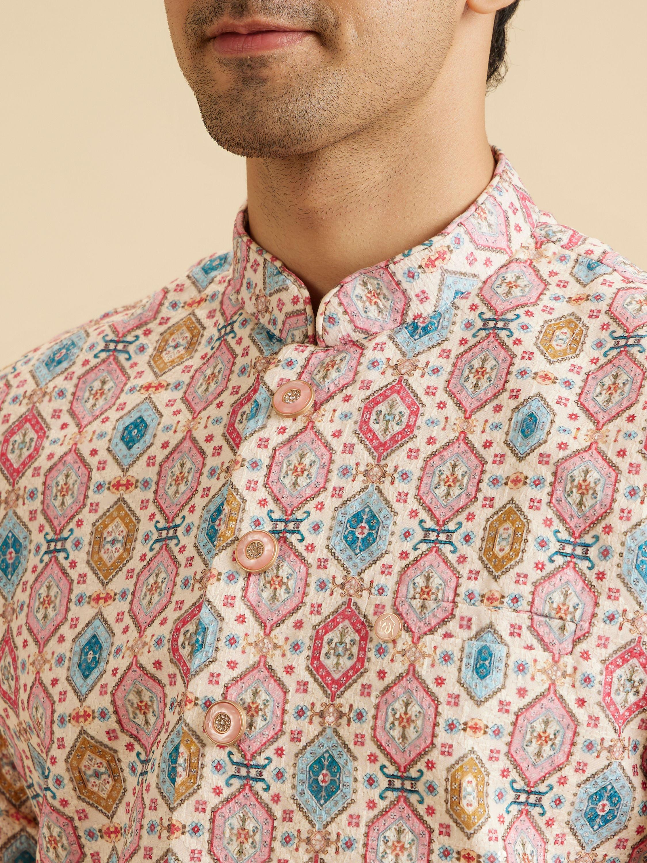 Manyavar Men Charming Cream Nehru Jacket