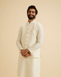 Manyavar Men Creamy Elegance Nehru Jacket