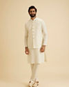 Manyavar Men Creamy Elegance Nehru Jacket
