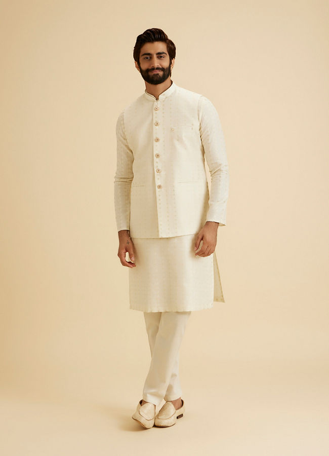 Manyavar Men Creamy Elegance Nehru Jacket