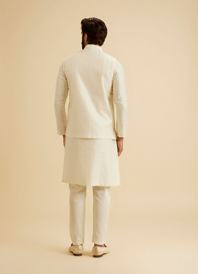 Manyavar Men Creamy Elegance Nehru Jacket