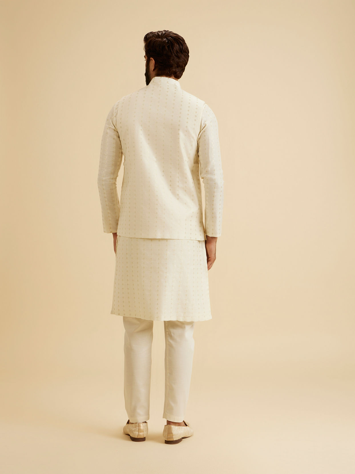 Manyavar Men Creamy Elegance Nehru Jacket