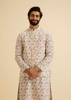 Manyavar Men Charismatic Beige Nehru Jacket