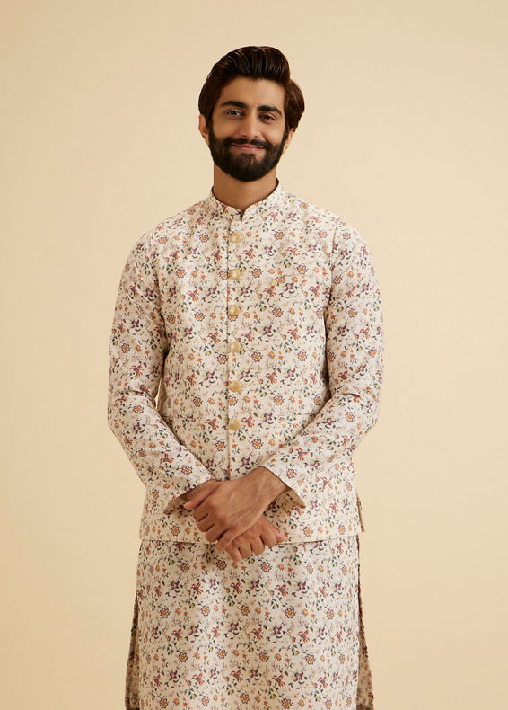 Manyavar Men Charismatic Beige Nehru Jacket