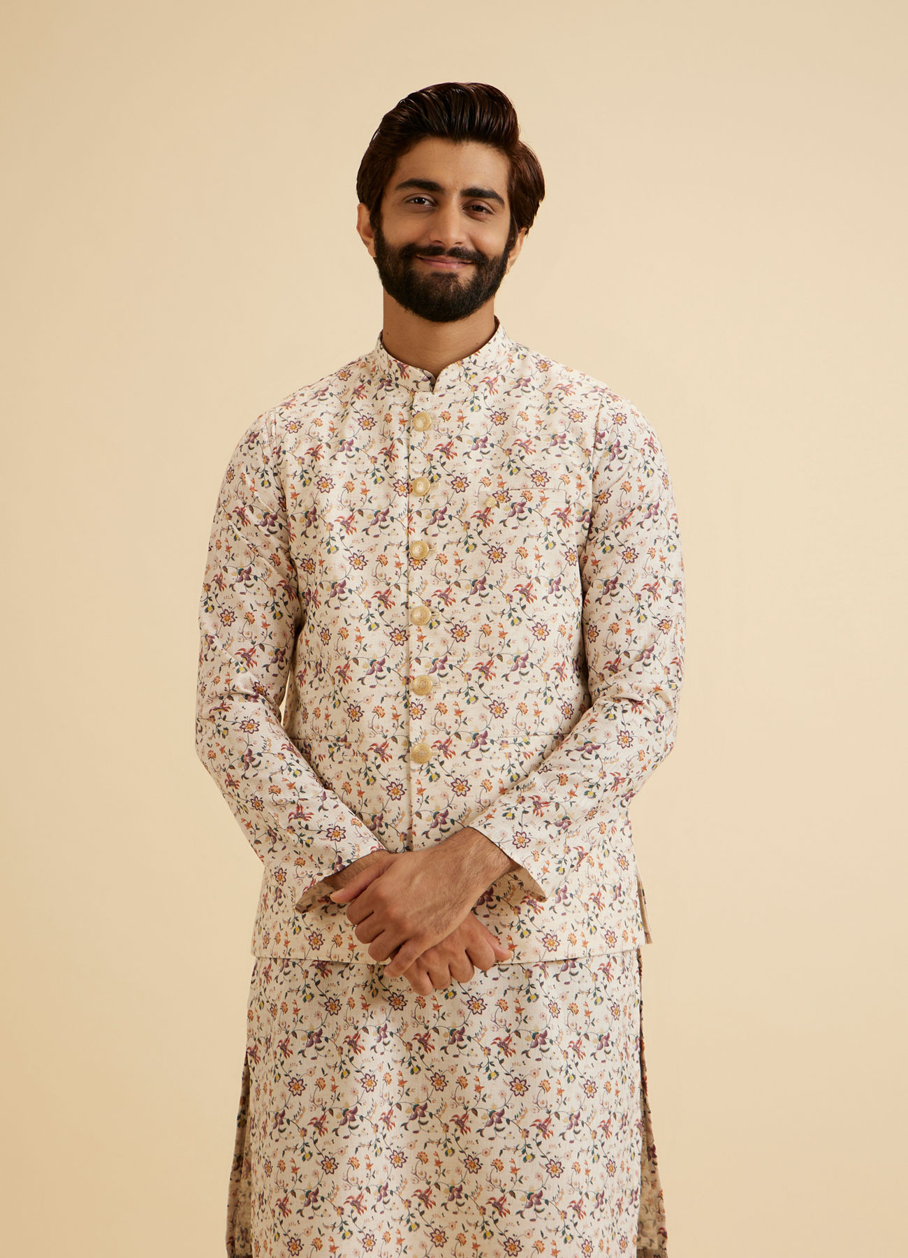 Manyavar Men Charismatic Beige Nehru Jacket