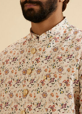 Manyavar Men Charismatic Beige Nehru Jacket